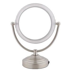 Fluorescent Light 5X Magnification Vanity Mirror in Nickel